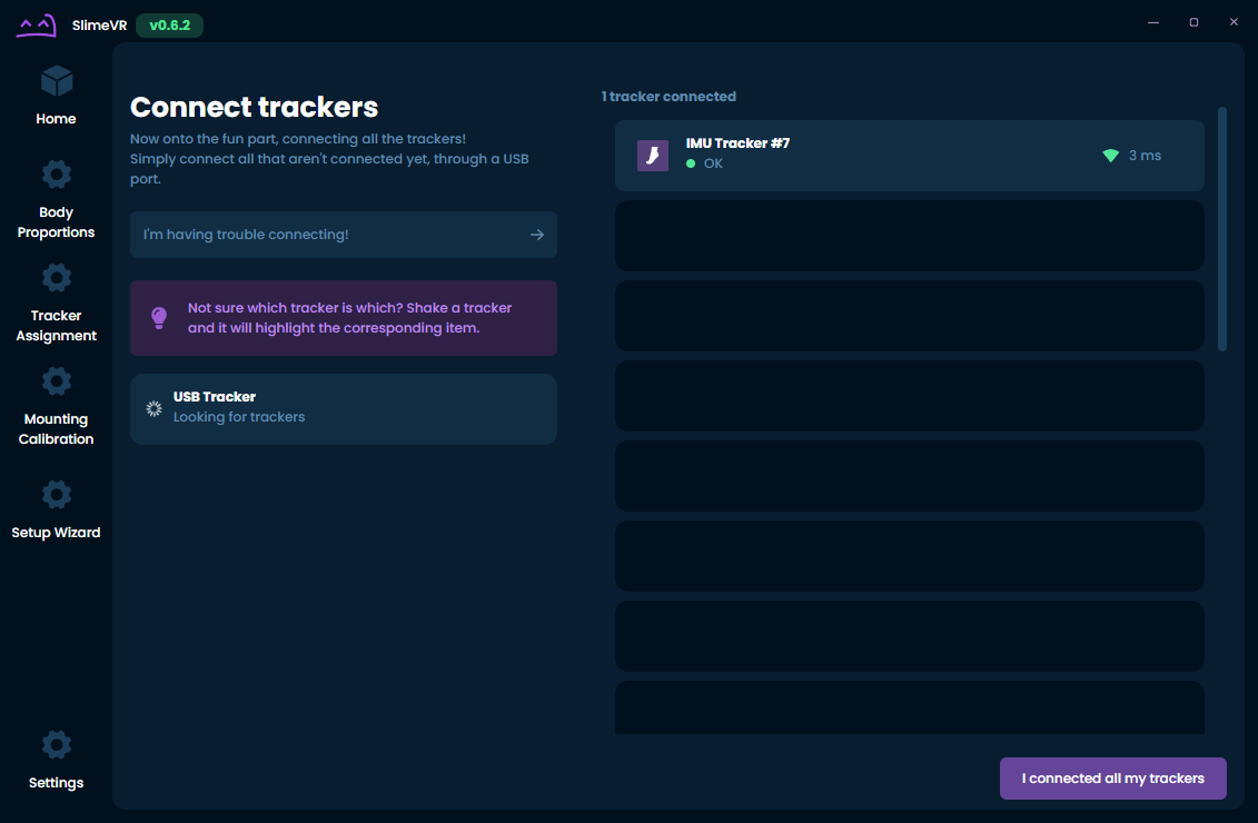 Connect trackers page