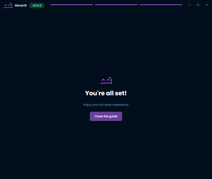 You're all set page on SlimeVR