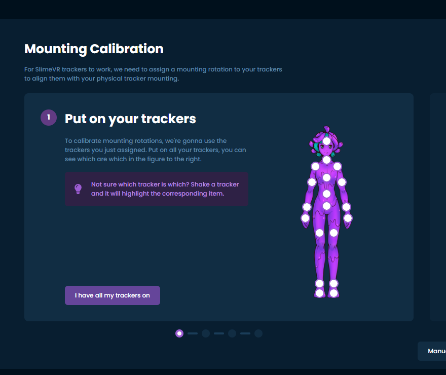 Mounting Calibration page on SlimeVR