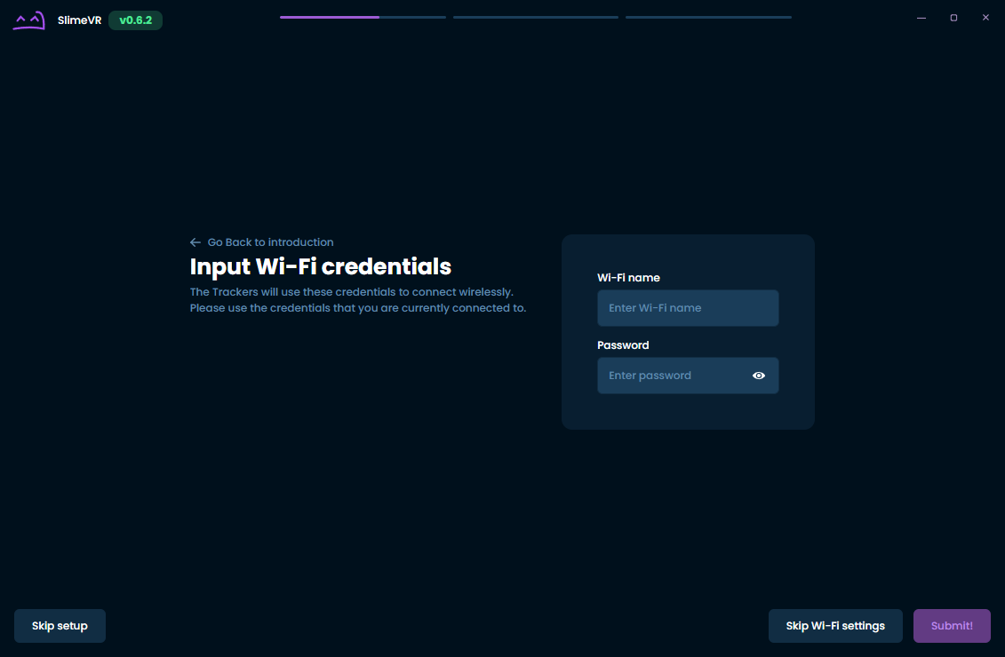 Inputting WiFi credentials