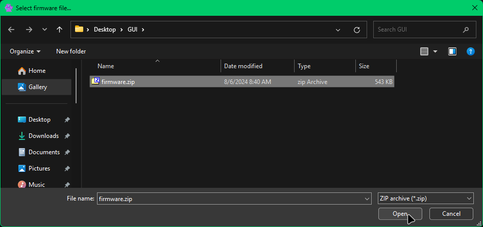 Firmware Selection in Filesystem