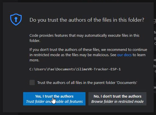Clicking Yes, I trust the authors